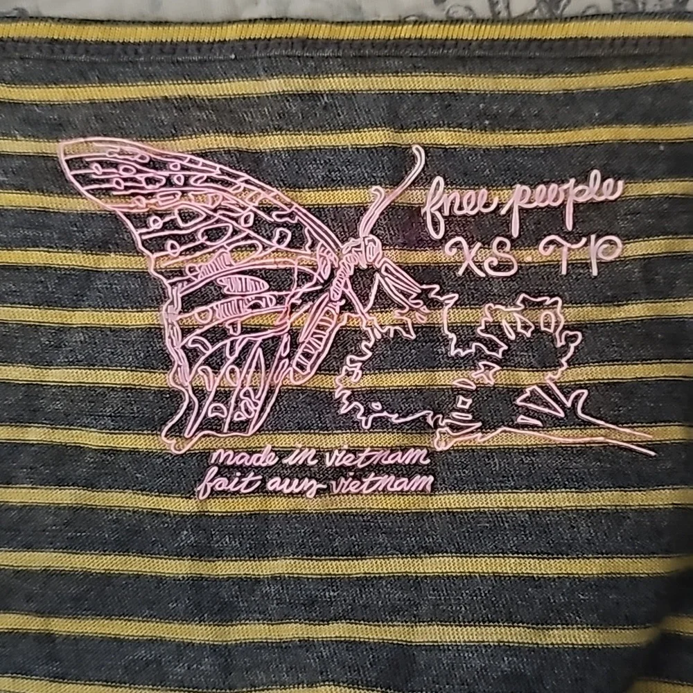 Free People Whimsigoth Grey & Yellow Top sz XS